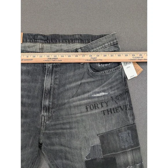 Polo Ralph Lauren “The Varick Slim” Men’s 42x32 Patchwork Graphic Jeans NWT - Picture 12 of 15